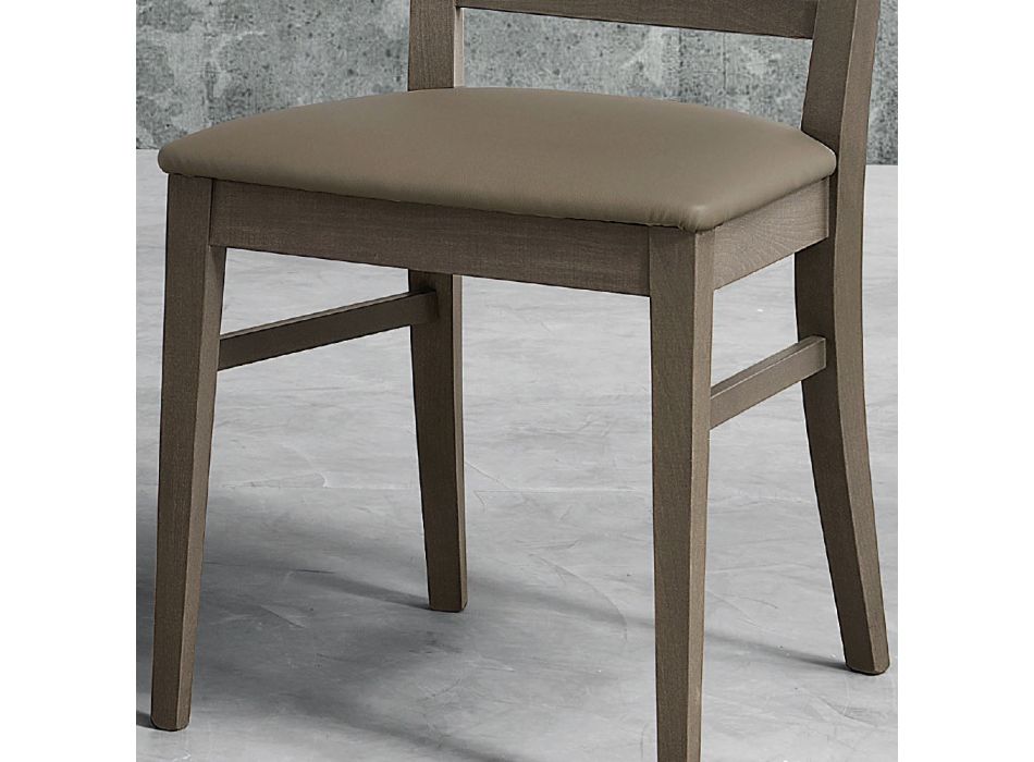 Chaise de cuisine moderne en bois et écocuir Design Made in Italy - Taver Viadurini