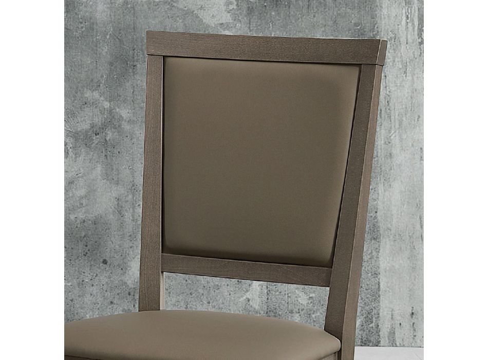 Chaise de cuisine moderne en bois et écocuir Design Made in Italy - Taver Viadurini