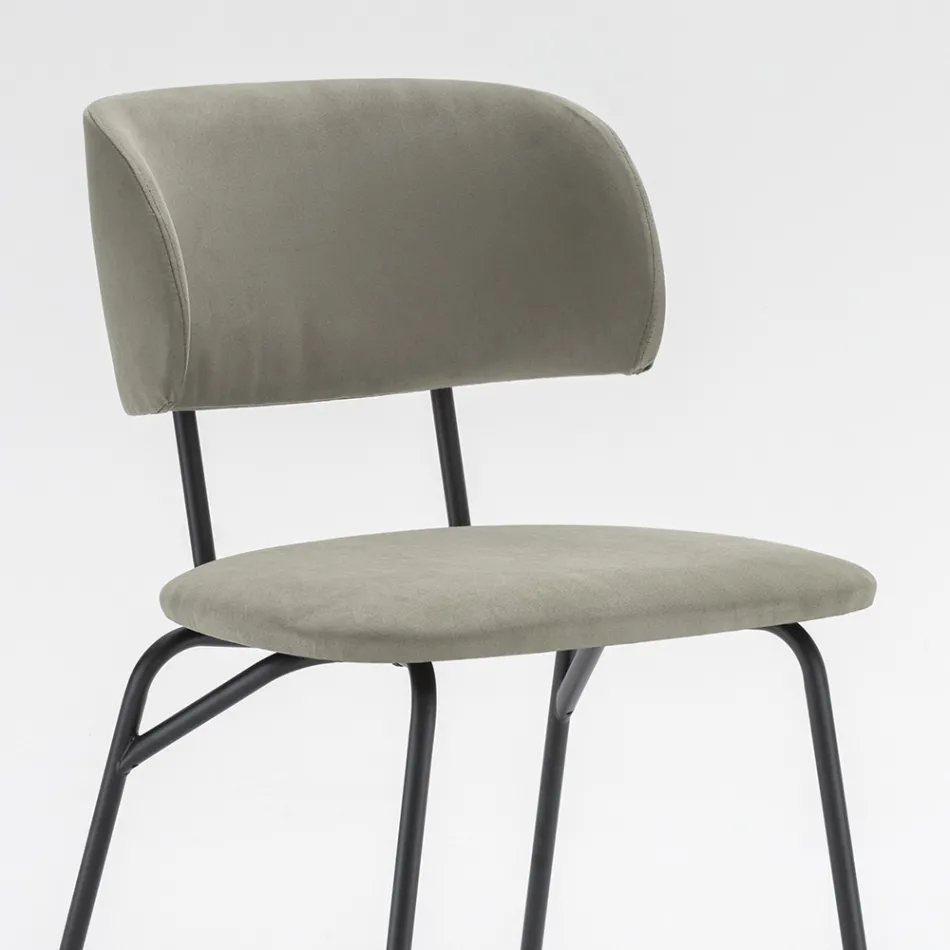 Chaise de cuisine rembourrée en microfibre Made in Italy, 2 pièces - Rebecca Viadurini