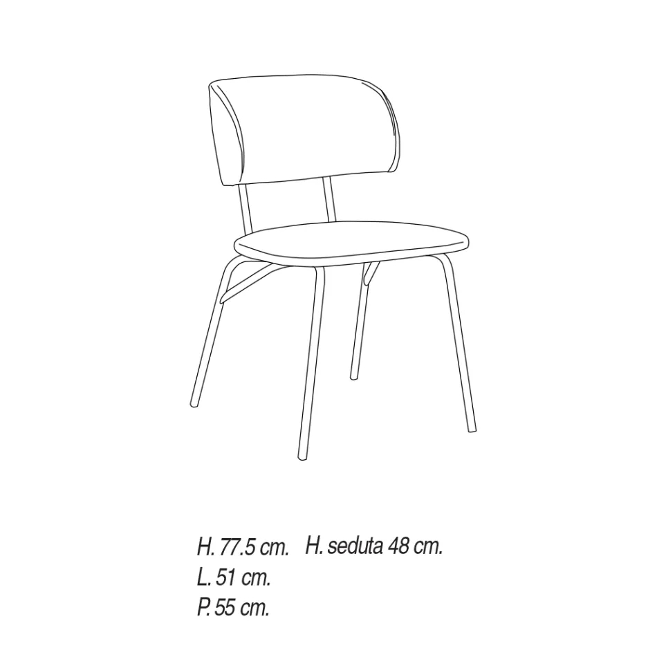 Chaise de cuisine rembourrée en microfibre Made in Italy, 2 pièces - Rebecca Viadurini