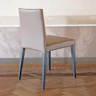 Chaise de cuisine rembourrée en cuir avec structure en frêne fabriquée en Italie - Sunny Viadurini