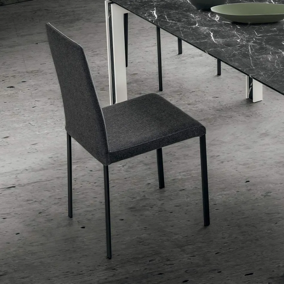 Chaise de cuisine rembourrée en tissu fabriquée en Italie, 2 pièces - Mawi Viadurini