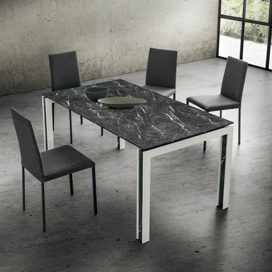 Chaise de cuisine rembourrée en tissu fabriquée en Italie, 2 pièces - Mawi Viadurini