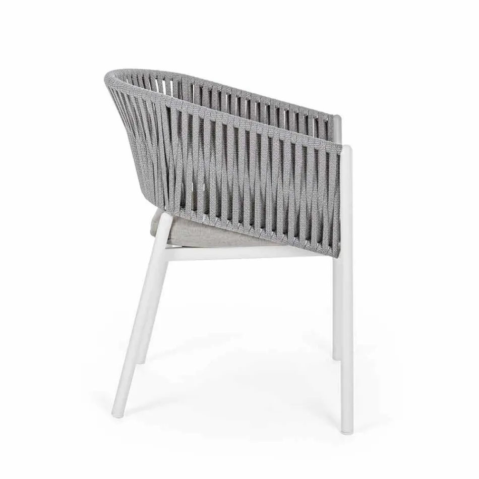 Chaise d'extérieur avec accoudoirs en aluminium blanc et gris Homemotion - Rubio Viadurini