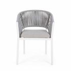Chaise d'extérieur avec accoudoirs en aluminium blanc et gris Homemotion - Rubio Viadurini
