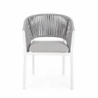 Chaise d'extérieur avec accoudoirs en aluminium blanc et gris Homemotion - Rubio Viadurini