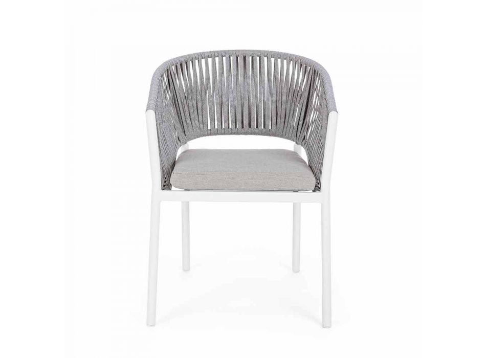 Chaise d'extérieur avec accoudoirs en aluminium blanc et gris Homemotion - Rubio Viadurini