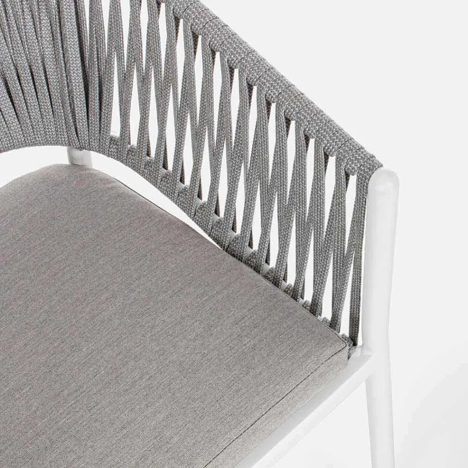 Chaise d'extérieur avec accoudoirs en aluminium blanc et gris Homemotion - Rubio Viadurini