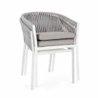 Chaise d'extérieur avec accoudoirs en aluminium blanc et gris Homemotion - Rubio Viadurini