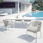 Chaise d'extérieur avec accoudoirs en aluminium blanc et gris Homemotion - Rubio Viadurini