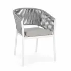 Chaise d'extérieur avec accoudoirs en aluminium blanc et gris Homemotion - Rubio Viadurini