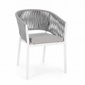Chaise d'extérieur avec accoudoirs en aluminium blanc et gris Homemotion - Rubio
