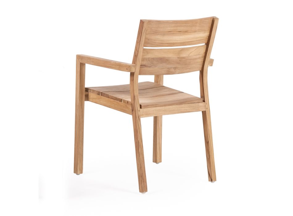 Chaise d'extérieur avec accoudoirs en bois de teck - Marie Viadurini