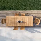 Chaise d'extérieur avec accoudoirs en bois de teck - Marie Viadurini