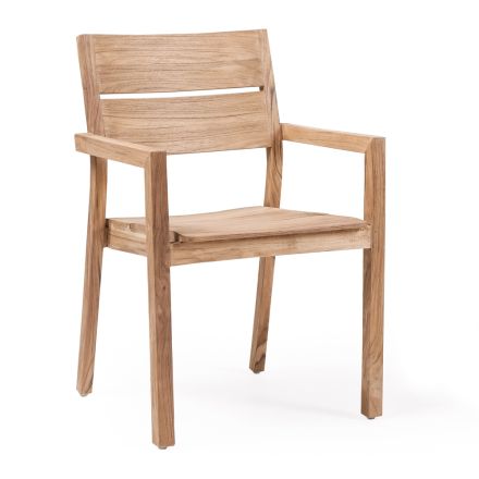 Chaise d'extérieur avec accoudoirs en bois de teck - Marie Viadurini