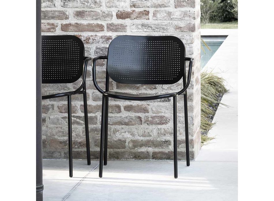 Chaise d'extérieur avec accoudoirs en métal Made in Italy 2 pièces - Synergy Viadurini