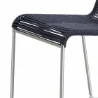 Chaise d'extérieur design en acier et cordon noir Made in Italy - Madagascar1 Viadurini