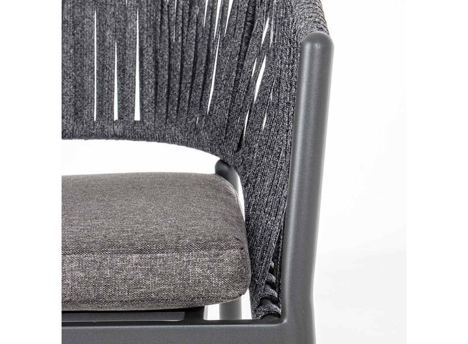 Chaise d'extérieur empilable avec siège en tissu Homemotion, 4 pièces - Aleandro Viadurini