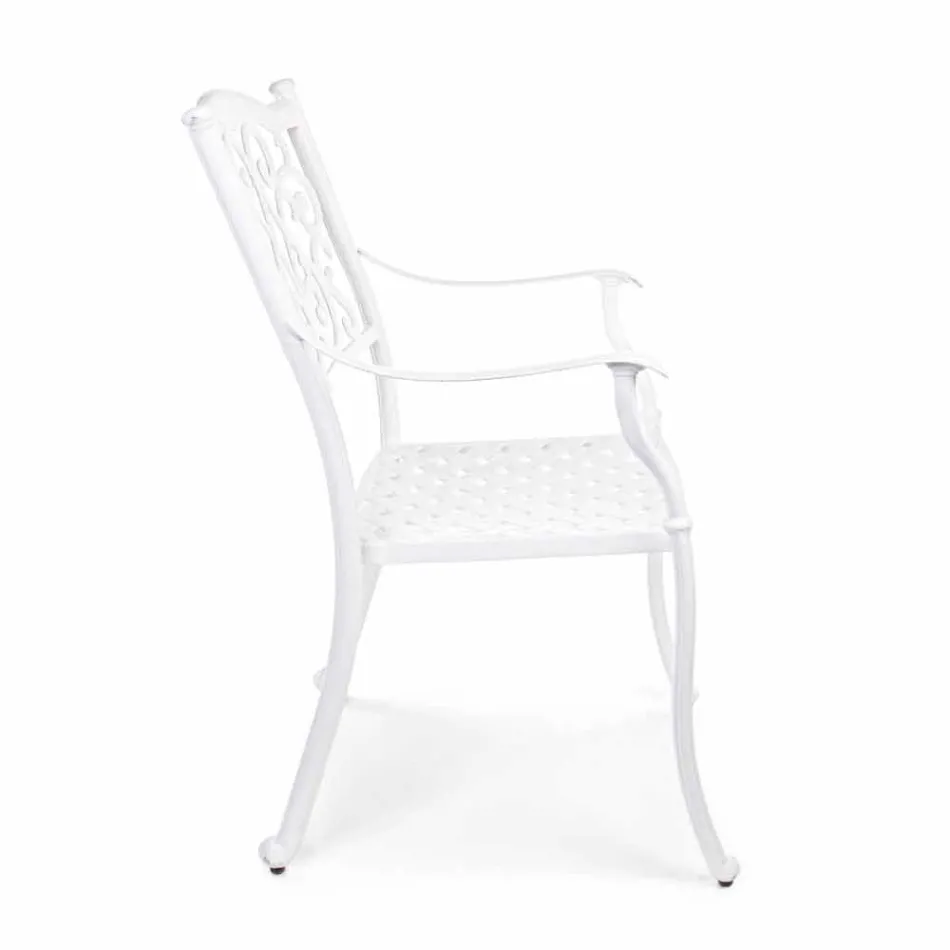 Chaise d'extérieur empilable en aluminium blanc ou anthracite, 4 pièces - Ode Viadurini