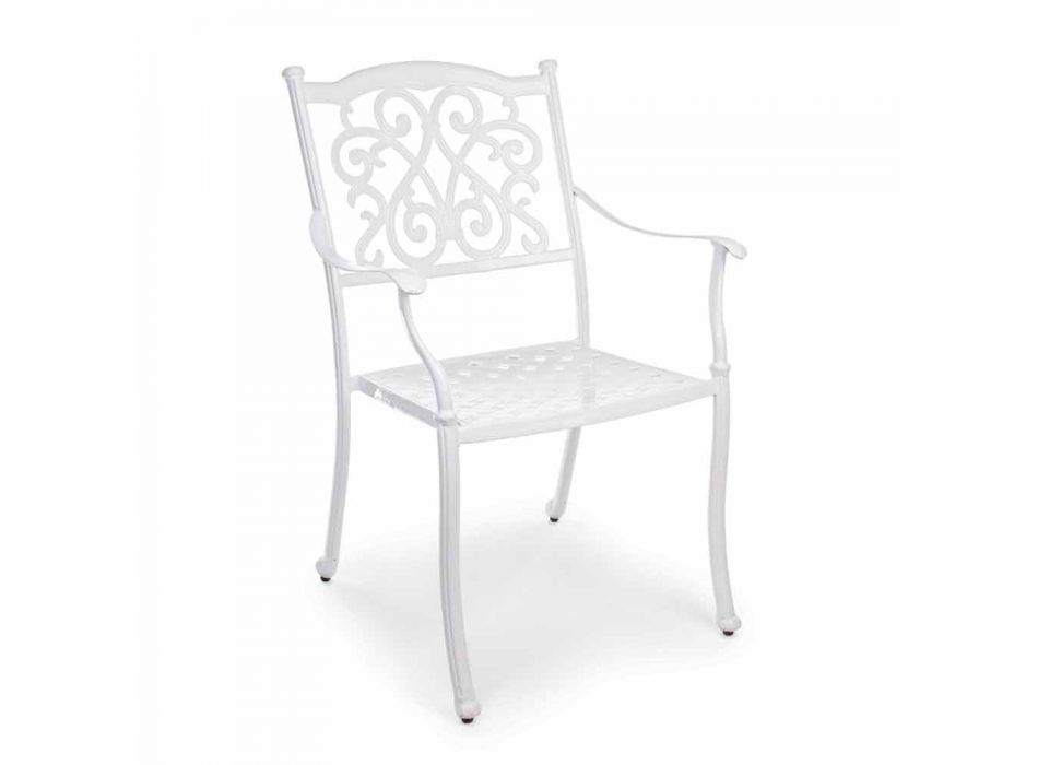 Chaise d'extérieur empilable en aluminium blanc ou anthracite, 4 pièces - Ode Viadurini