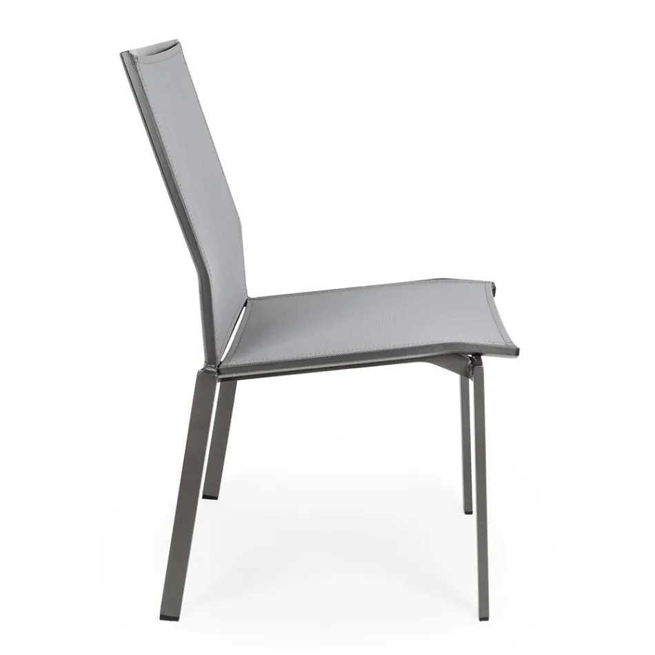 Chaise d'extérieur empilable en aluminium et textilène, Homemotion 4 pièces - Serge Viadurini