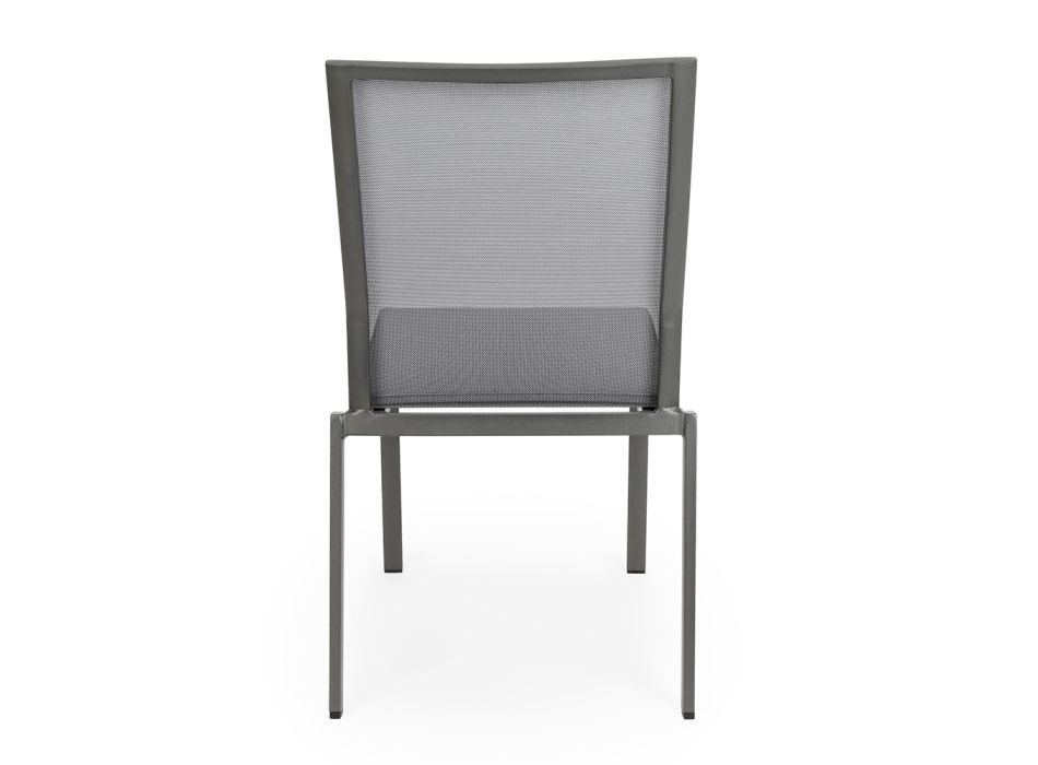 Chaise d'extérieur empilable en aluminium et textilène, Homemotion 4 pièces - Serge Viadurini