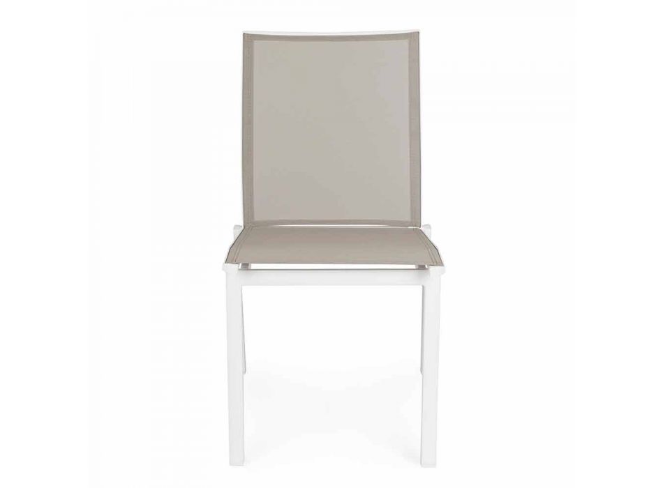 Chaise d'extérieur empilable en aluminium et textilène Homemotion, 4 pièces - Serge Viadurini
