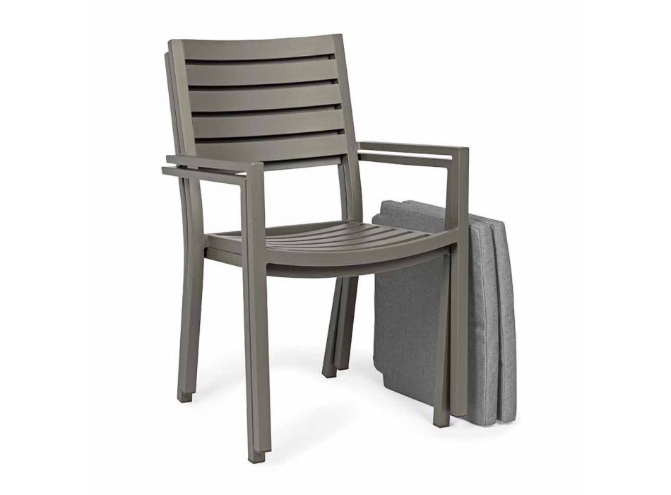 Chaise d'extérieur empilable Homemotion en aluminium, 4 pièces - Carina Viadurini
