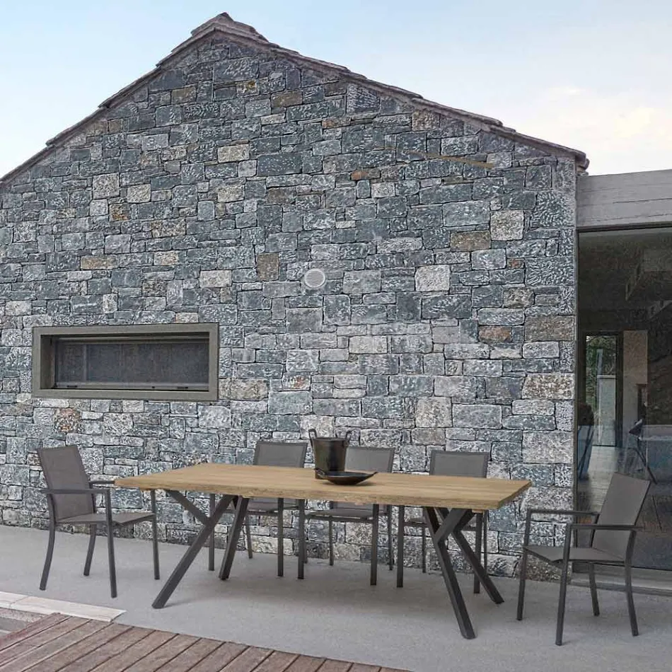 Chaise d'extérieur empilable en aluminium peint, Homemotion, 4 pièces - Vicki Viadurini