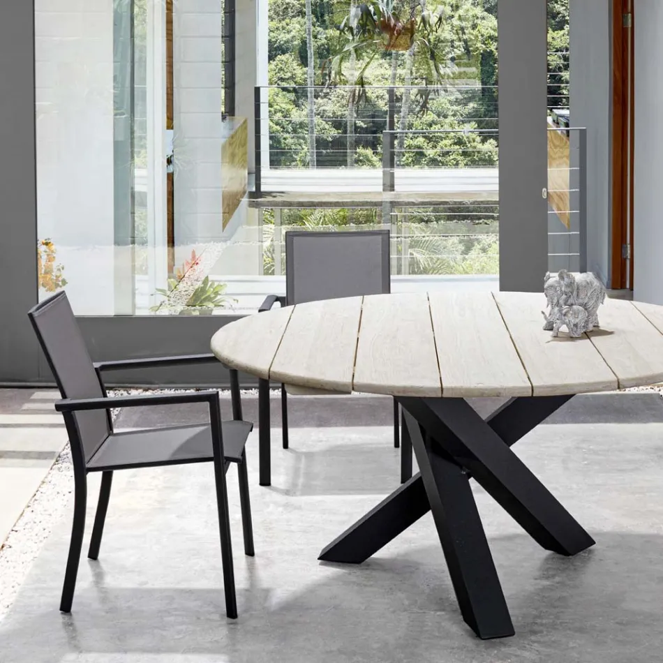 Chaise d'extérieur empilable en aluminium peint, Homemotion, 4 pièces - Vicki Viadurini