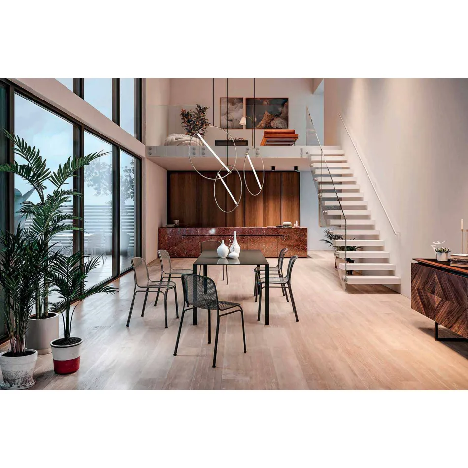 Chaise d'extérieur empilable en métal Made in Italy, 4 pièces - Prunella Viadurini