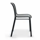 Chaise d'extérieur empilable en métal Made in Italy, 4 pièces - Prunella Viadurini