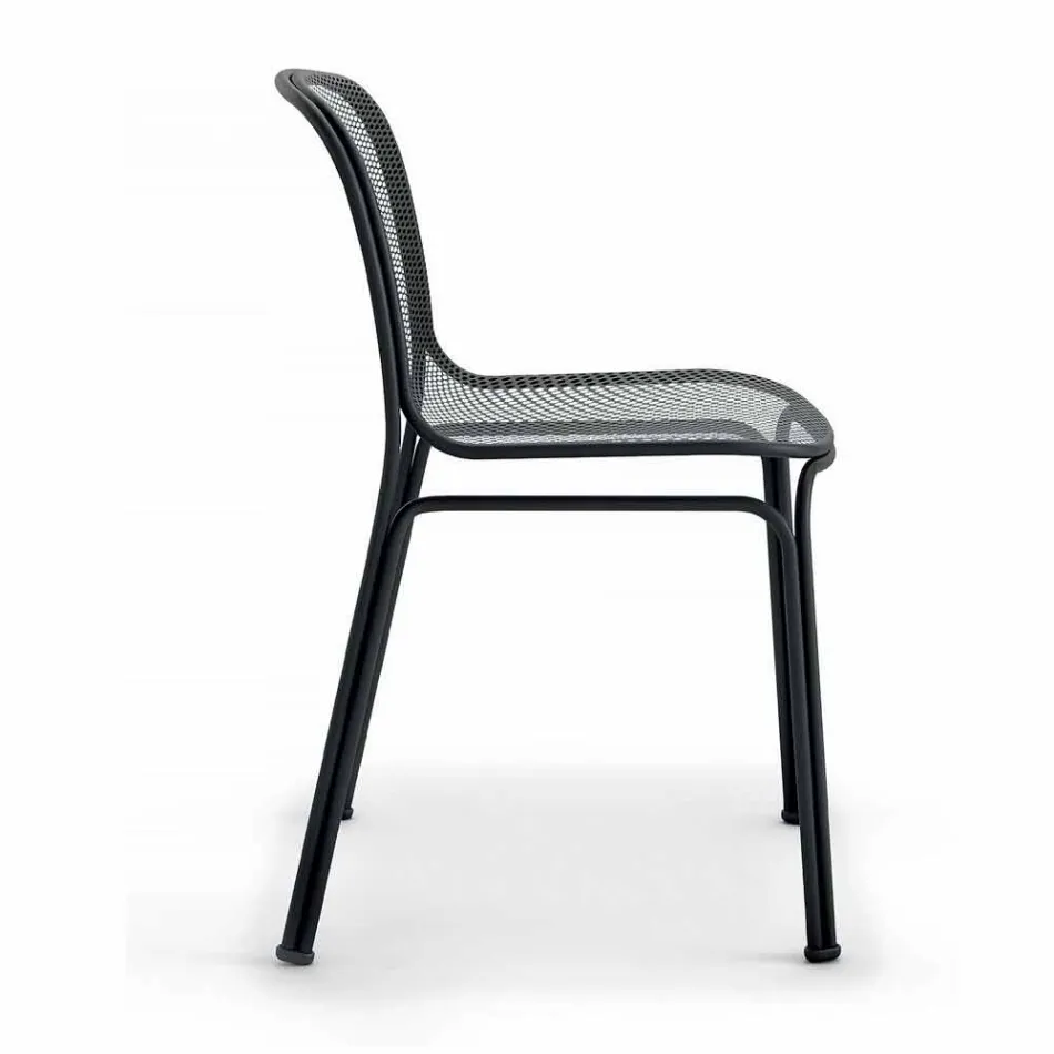 Chaise d'extérieur empilable en métal Made in Italy, 4 pièces - Prunella Viadurini