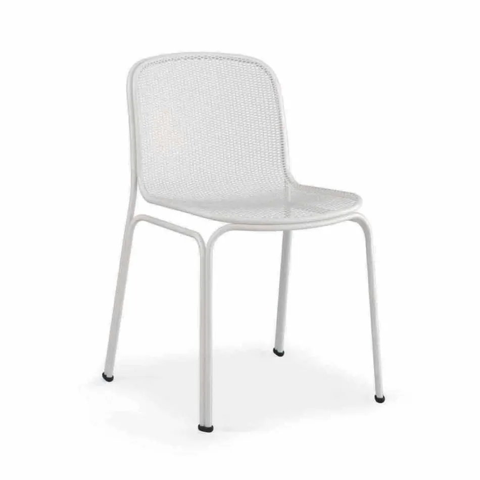 Chaise d'extérieur empilable en métal Made in Italy, 4 pièces - Prunella Viadurini