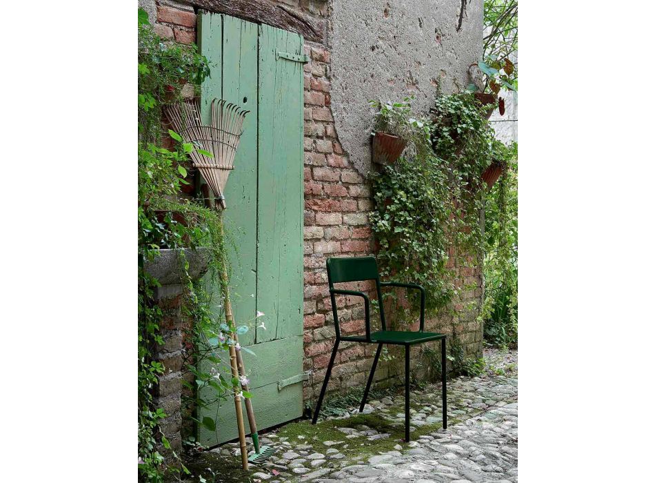 Chaise d'extérieur empilable en métal Made in Italy, 4 pièces - Xylia Viadurini