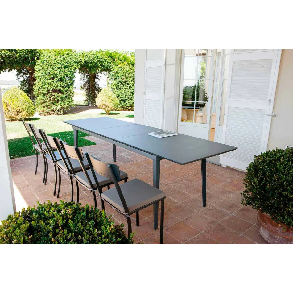 Chaise d'extérieur empilable en métal peint Made in Italy, 4 pièces - Tulle Viadurini