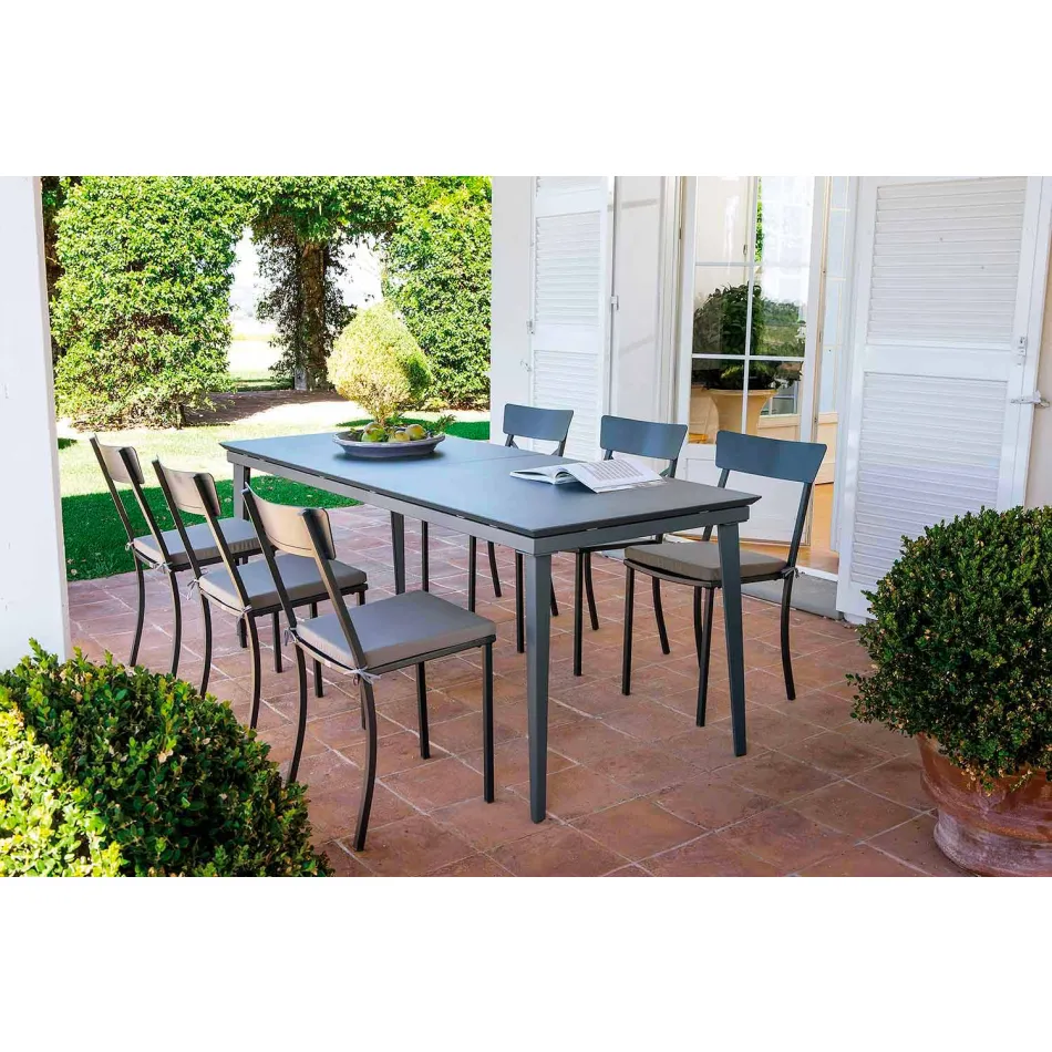 Chaise d'extérieur empilable en métal peint Made in Italy, 4 pièces - Tulle Viadurini