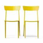 Chaise d'extérieur empilable en métal peint Made in Italy, 4 pièces - Tulle Viadurini