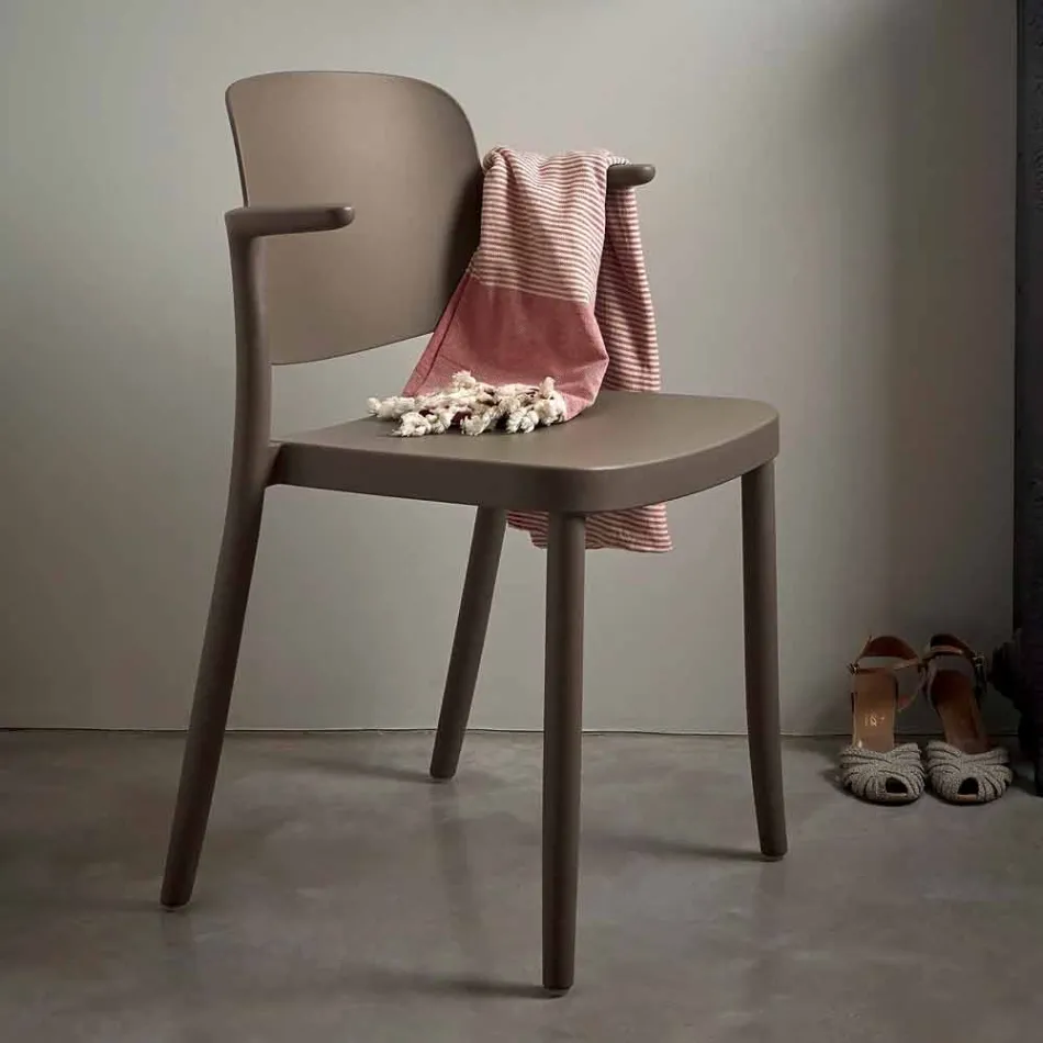 Chaise d'extérieur empilable en polypropylène Made in Italy, 4 pièces - Bertina Viadurini