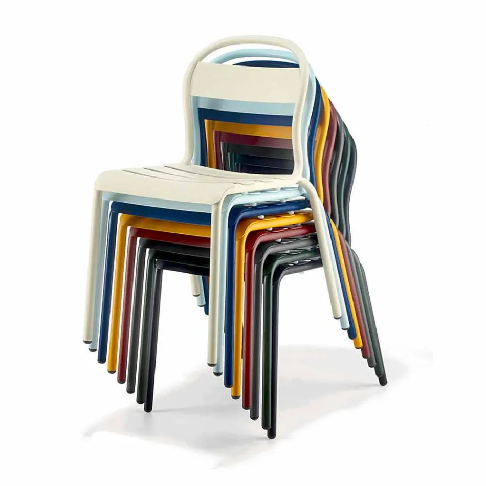 Chaise d'extérieur empilable en aluminium Made in Italy, 4 pièces - Ulyssa Viadurini