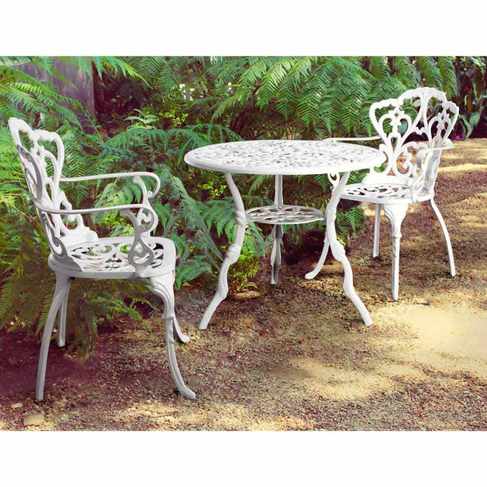 Chaise d'extérieur en aluminium peint finition mate, 2 pièces - Casiro Viadurini