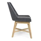 Chaise d'extérieur en corde et tissu avec piètement en teck, Homemotion 2 pièces - Lesya Viadurini
