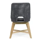 Chaise d'extérieur en corde et tissu avec piètement en teck, Homemotion 2 pièces - Lesya Viadurini