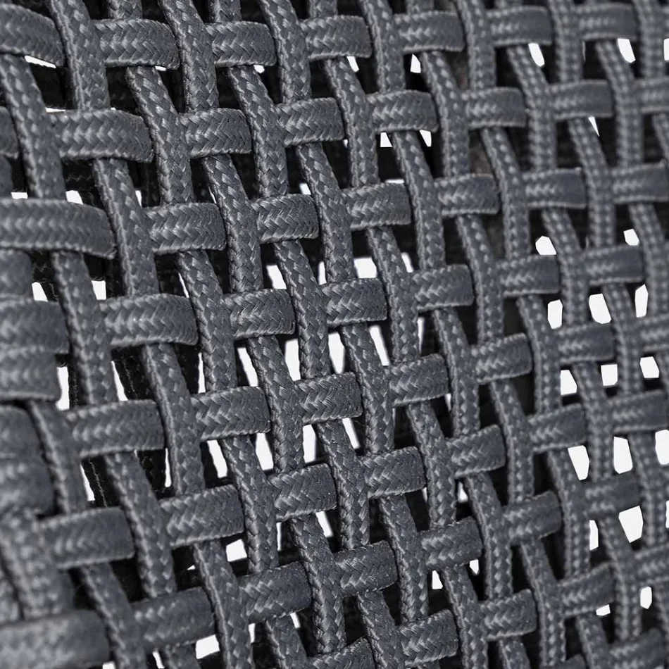 Chaise d'extérieur en corde et tissu avec piètement en teck, Homemotion 2 pièces - Lesya Viadurini