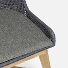 Chaise d'extérieur en corde et tissu avec piètement en teck, Homemotion 2 pièces - Lesya Viadurini