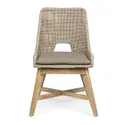 Chaise d'extérieur en corde et tissu avec piètement en teck, Homemotion 2 pièces - Lesya Viadurini