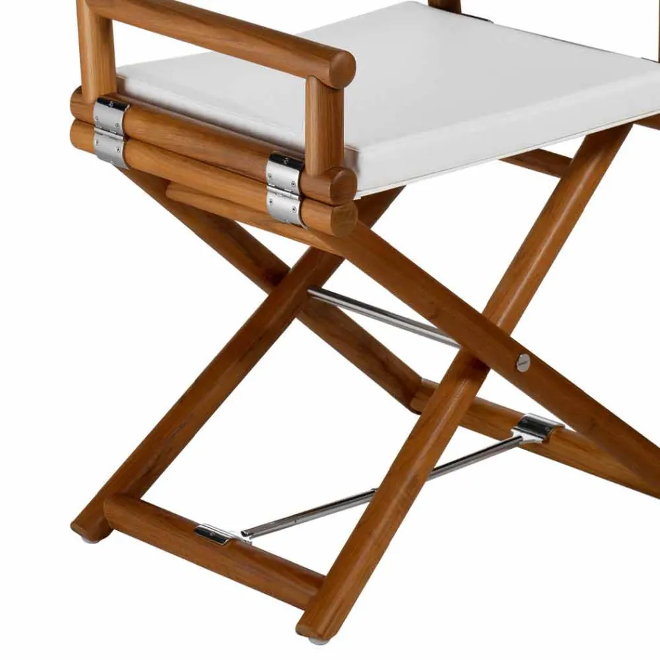 Chaise d'extérieur en bois naturel ou tissu design noir et refermable - Suzana Viadurini