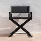 Chaise d'extérieur en bois naturel ou tissu design noir et refermable - Suzana Viadurini