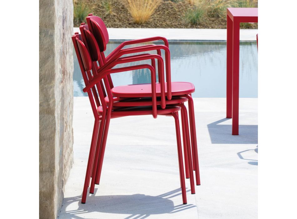 Chaise d'extérieur en métal avec accoudoirs Made in Italy 4 pièces - Pixie Viadurini