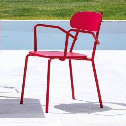 Chaise d'extérieur en métal avec accoudoirs Made in Italy 4 pièces - Pixie Viadurini